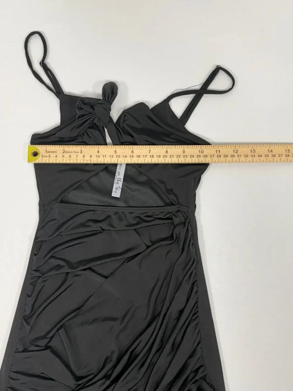 Draped Knot Cutout Lucy in the Sky Black Polyester‎ Mini Dress Size XS